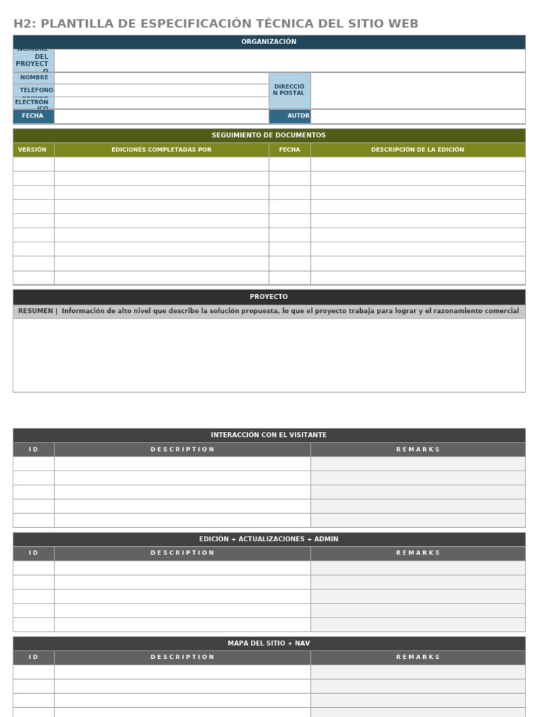 IC Website Technical Specification Template ES | PDF
