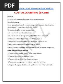 Cost Accounting-Theory Short Notes-By Juraz-Bcom