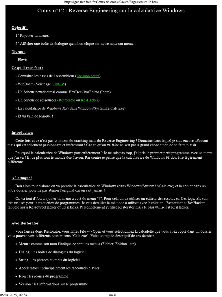 Reverse Engineering de la Calculatrice Windows | PDF | Microsoft ...