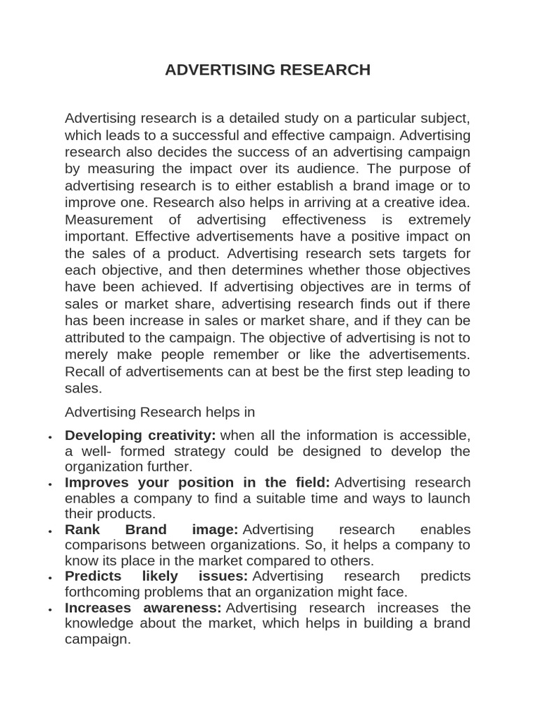 Advertising Research | PDF | Advertising | Focus Group