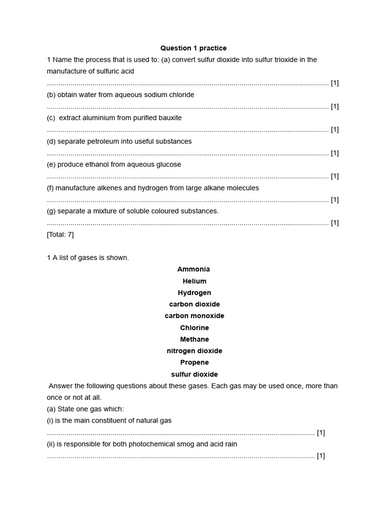 Chemistry Practice Questions On Moles and Basics | PDF | Oxide ...