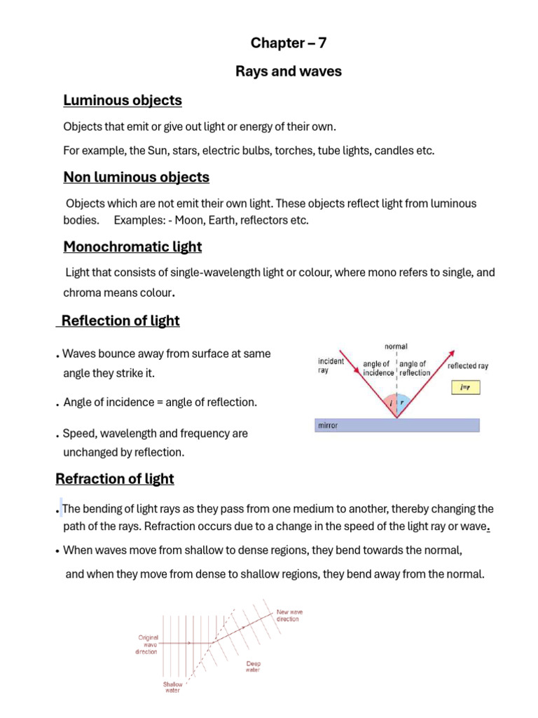 Light Waves: Reflection, Refraction, and Lenses | PDF | Light ...