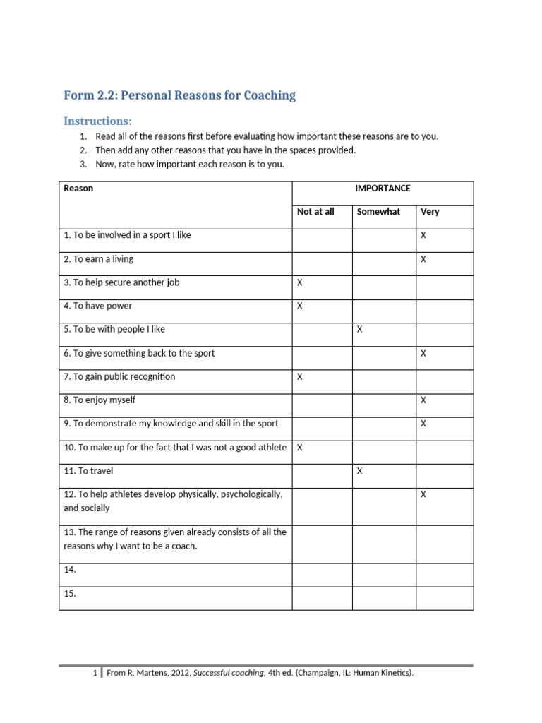 Form+2.2+Personal+Reasons+for+Coaching | PDF