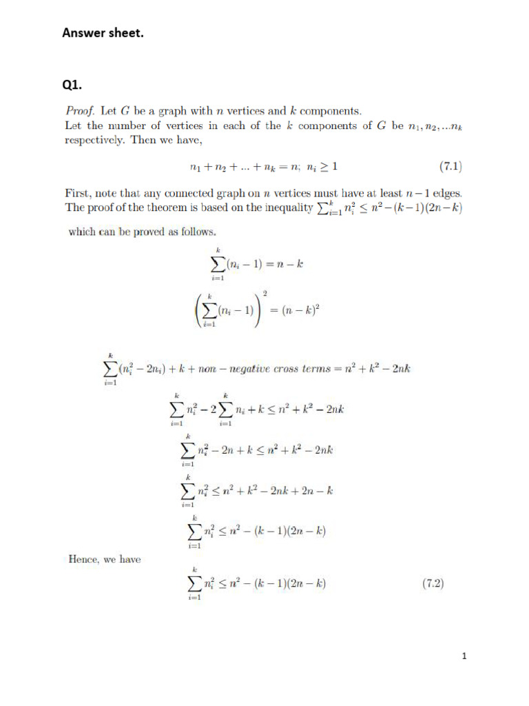 Graph Isomorphism Analysis Answer Sheet | PDF