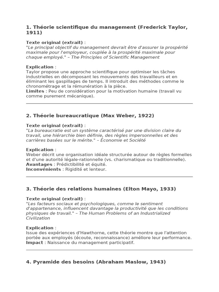 Évolution des théories du management | PDF | Motivation | Motivant