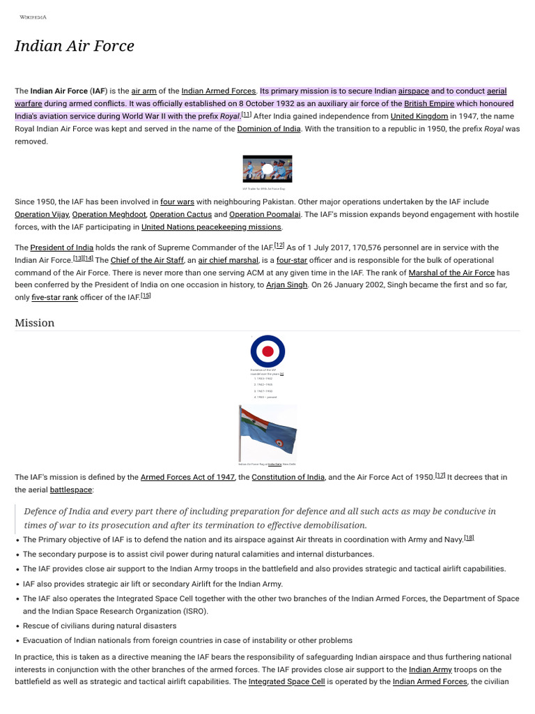 Indian Air Force: Mission and History | PDF | Aviation | Military