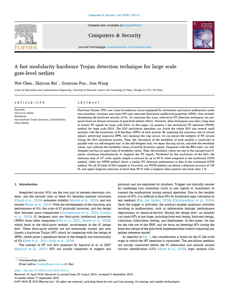 Fast Hardware Trojan Detection Method | PDF | Hardware Description ...