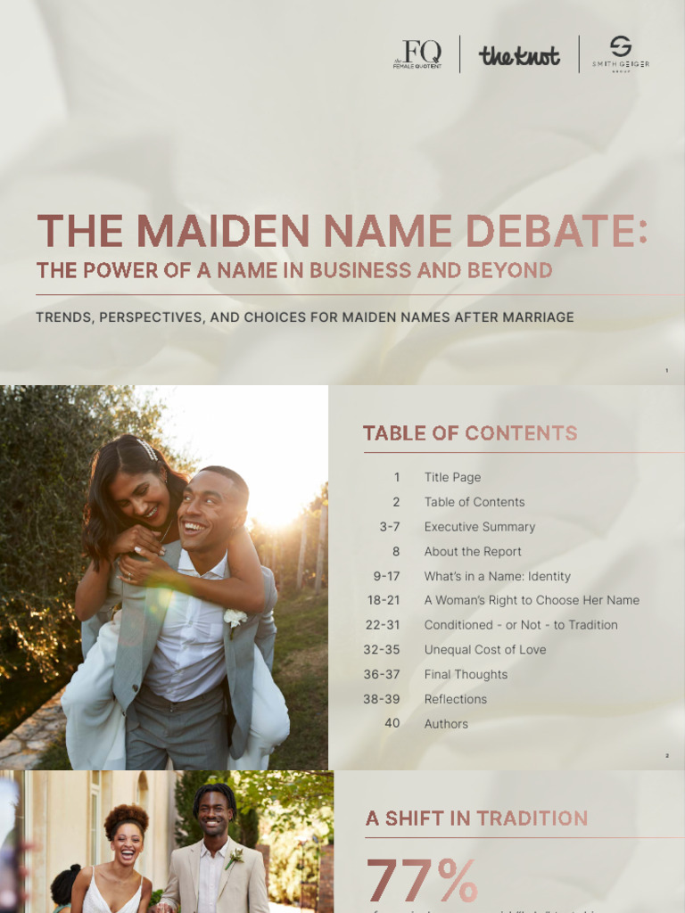 The Maiden Name Debate Research Report | PDF | Marriage | Millennials