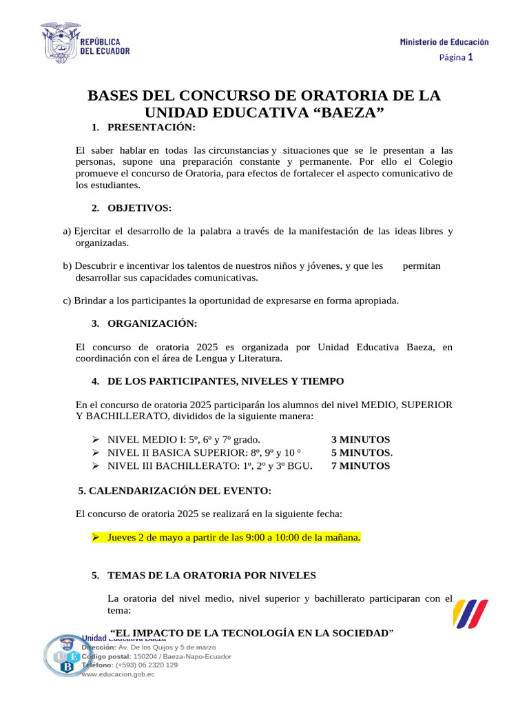 Concurso de Oratoria 2025 en Baeza | PDF | Hablar en público ...