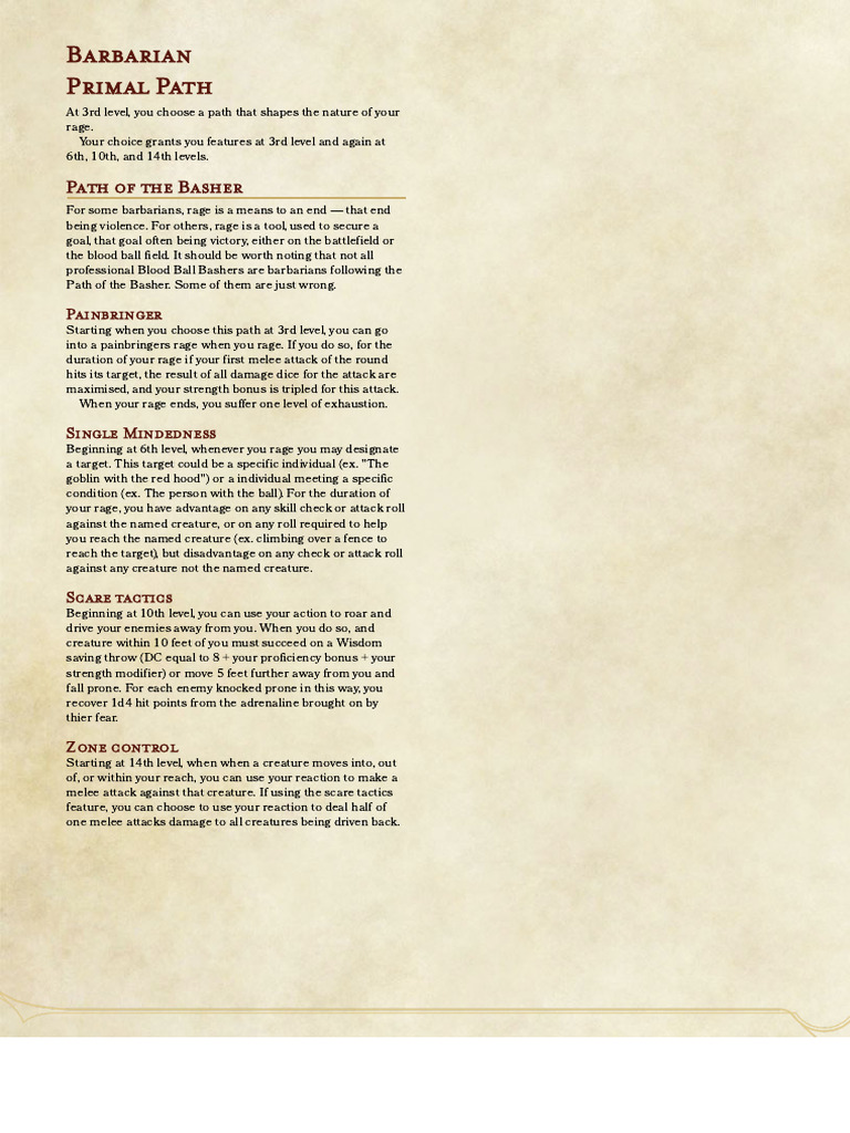 Blood Ball Barbarian Paths | PDF