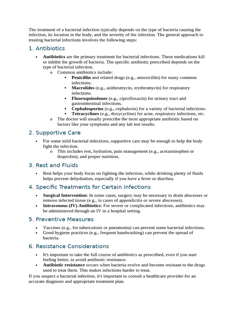 Bacterial Infection Treatment Guide | PDF | Infection | Antimicrobial ...