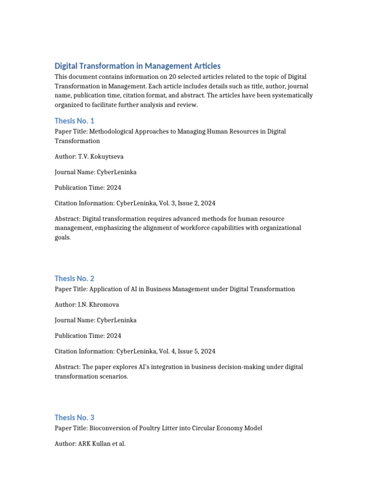Digital Transformation Management Insights | PDF | Sustainability ...