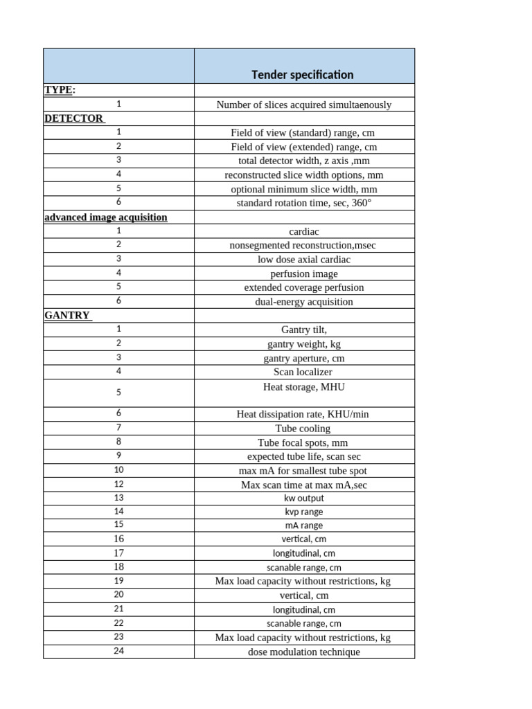Comprehensive CT Scanner Specifications | PDF | Perfusion ...