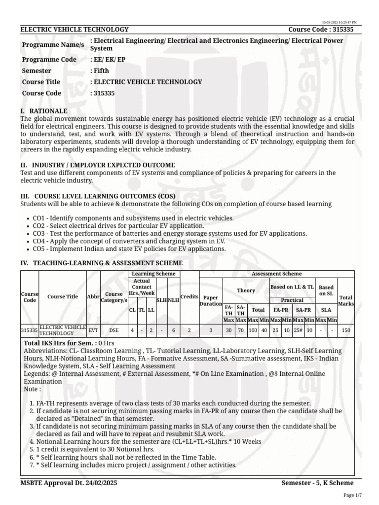 Electric Vehicle Technology Course 315335 | PDF | Fuel Cell | Electric ...