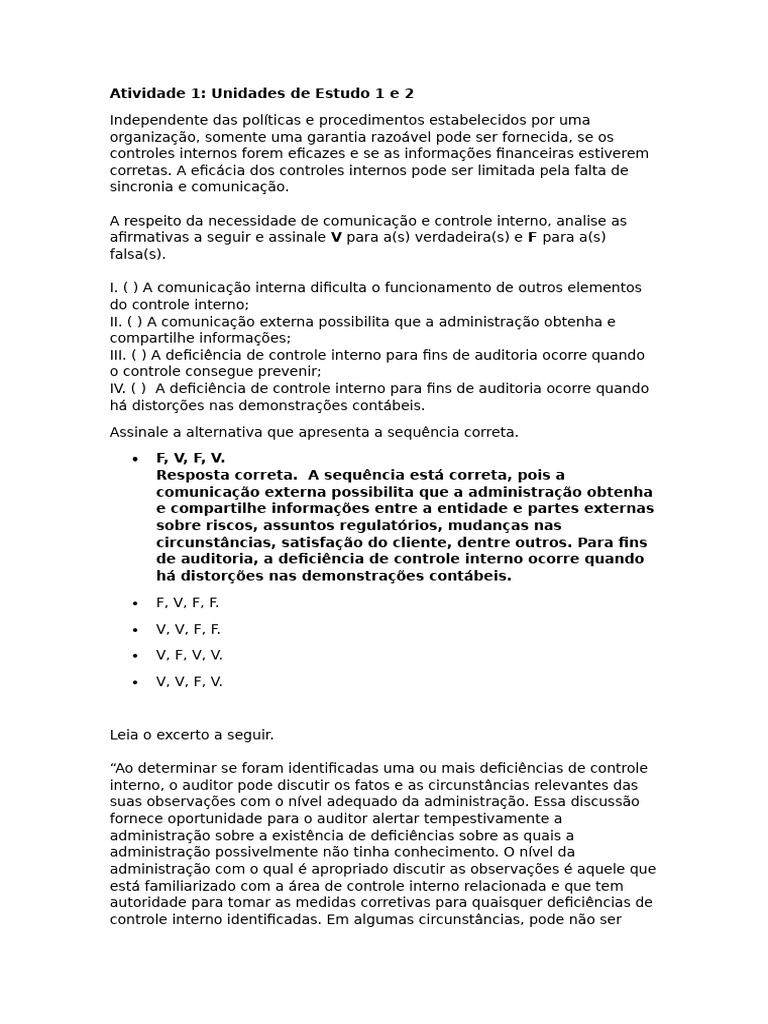 Comunicação e Controle Interno na Auditoria | PDF | Contabilidade ...