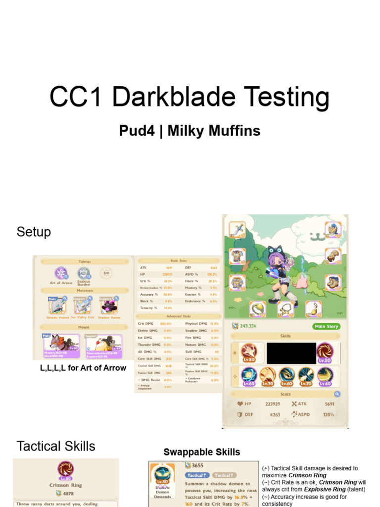 CC1 Darkblade DPS Testing | PDF