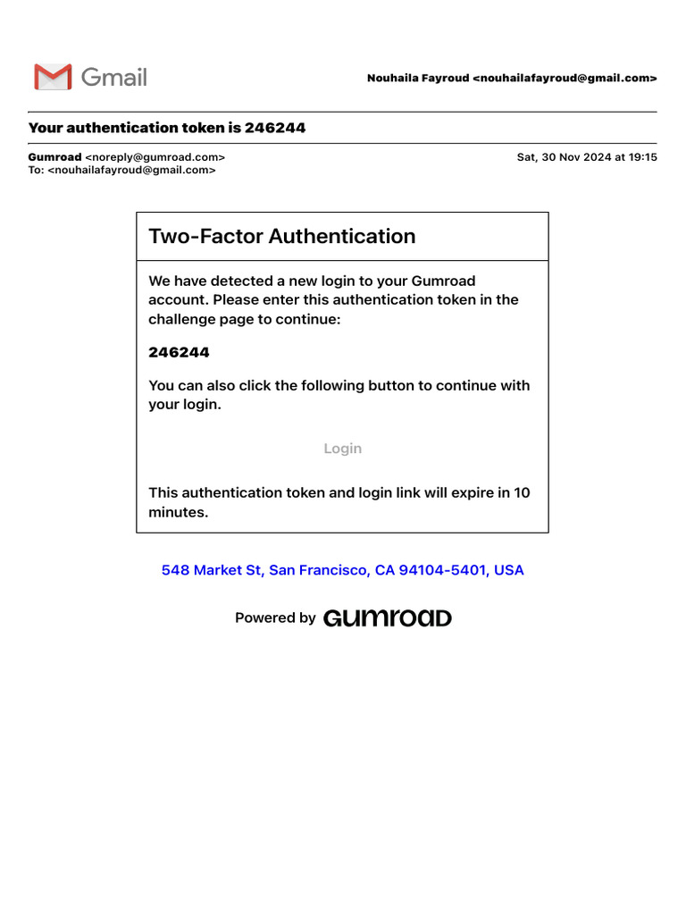 Your Authentication Token Is 246244 | PDF