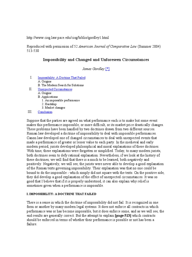 Impossibility and Changed Circumstances | PDF | Jurisprudence | Prices
