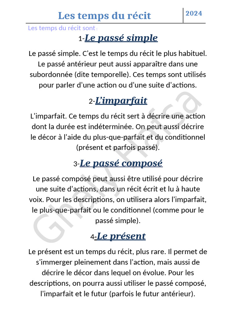 Les temps du récit expliqués | PDF