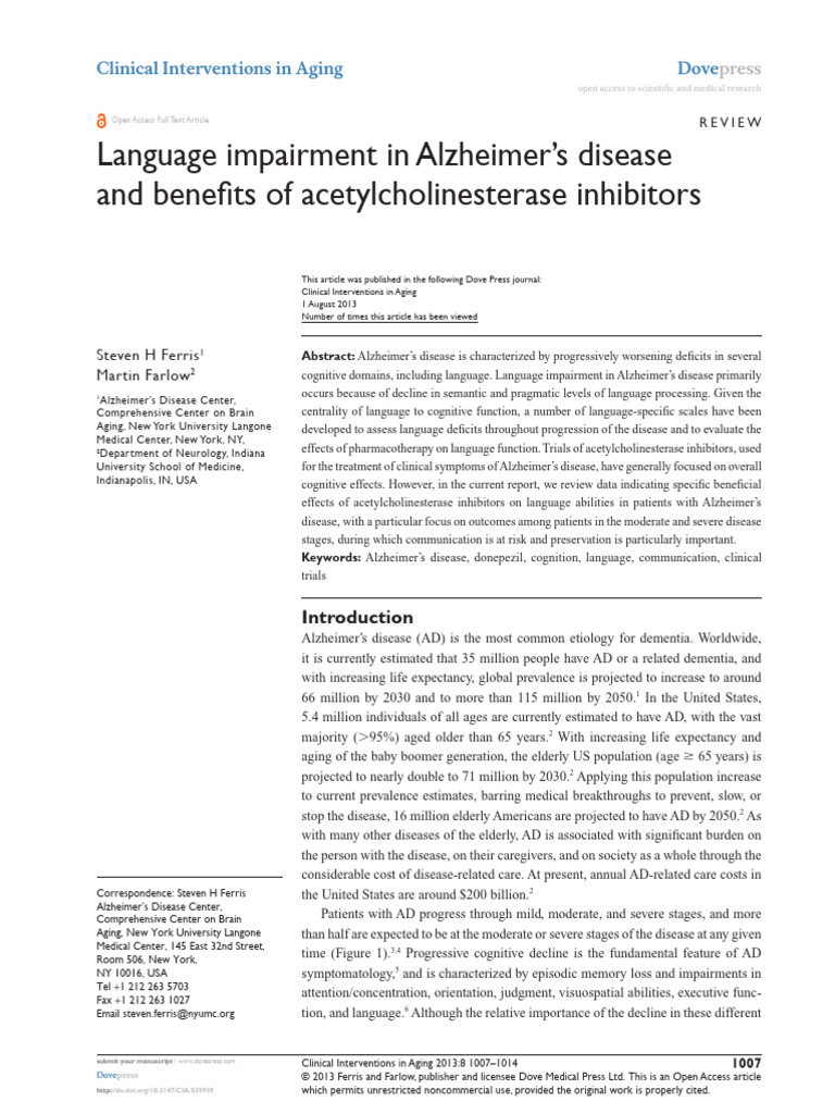 CIA 39959 Language Impairment in Alzheimer S Disease and Benefits of A ...