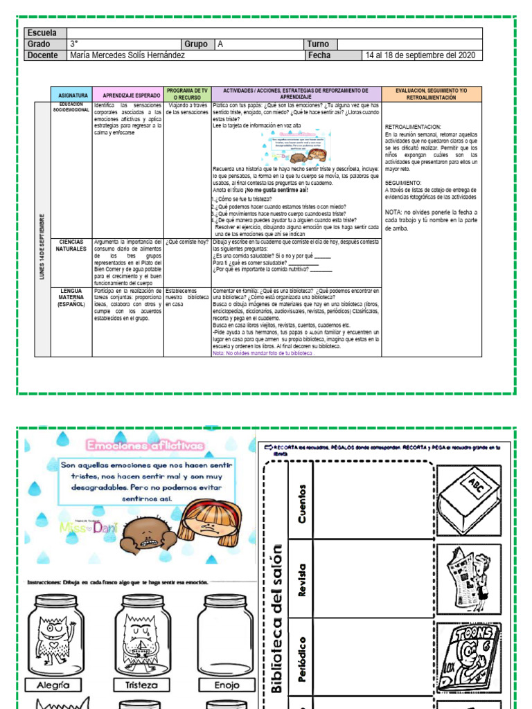 3° A Plan de Trabajo 14-18 Septiembre | PDF | Cereales | Alimentos