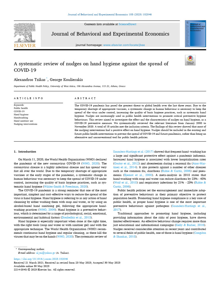 Nudging Hand Hygiene in COVID-19 | PDF | Hand Washing | Pandemic