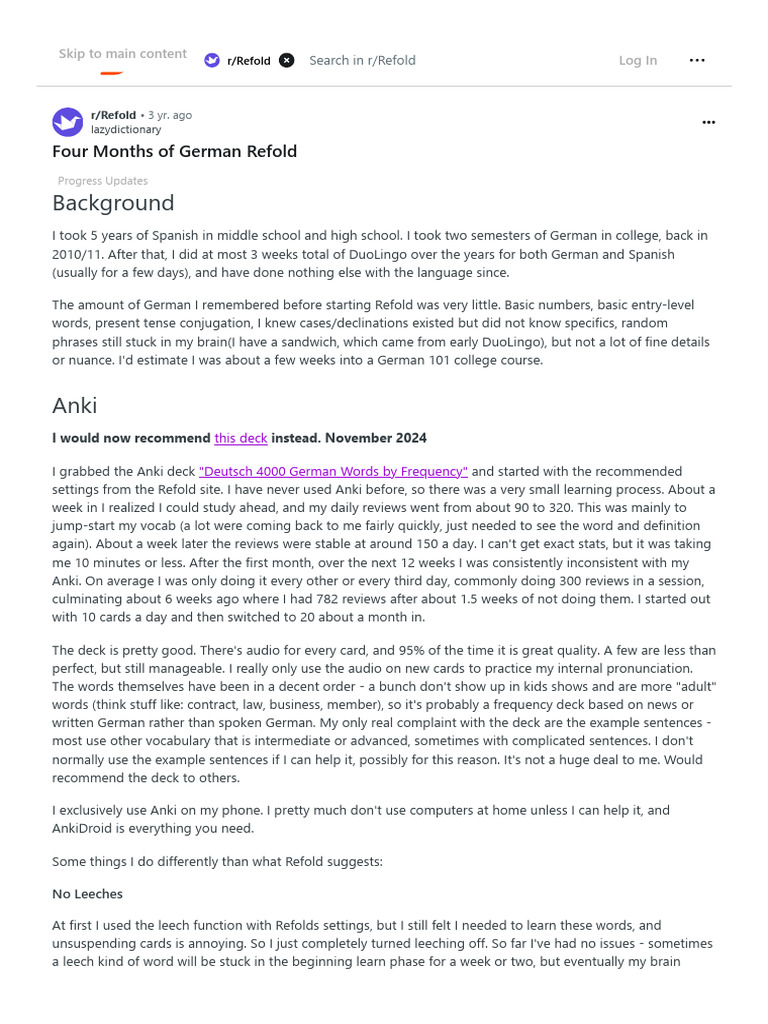 Four Months of German Refold Progress | PDF | Reading Comprehension ...