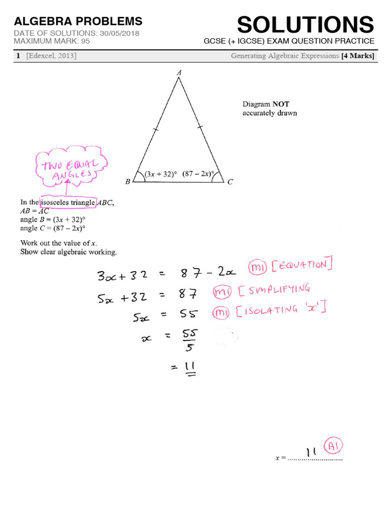 GCSE Algebra Solutions and Practice | PDF | Accuracy And Precision