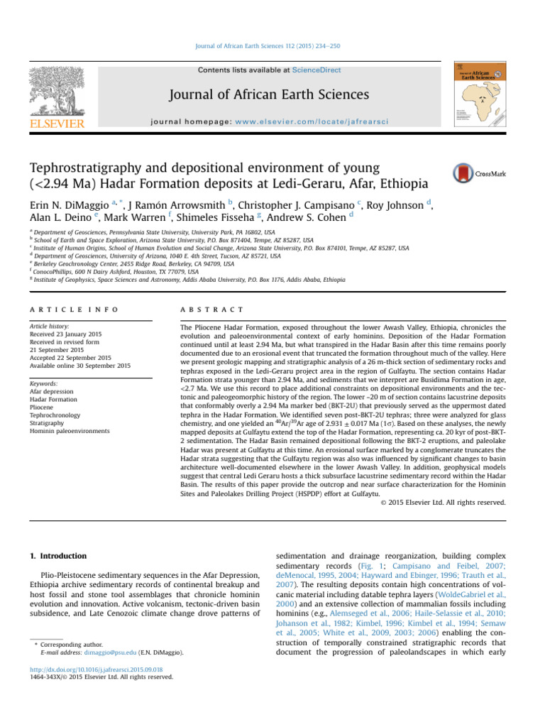 Tephrostratigraphy of Hadar Formation, Ethiopia | PDF | Clastic Rock ...