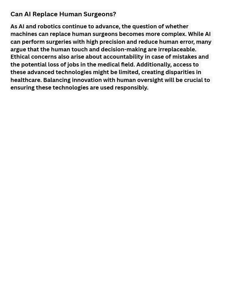 Can AI Replace Human Surgeons? | PDF