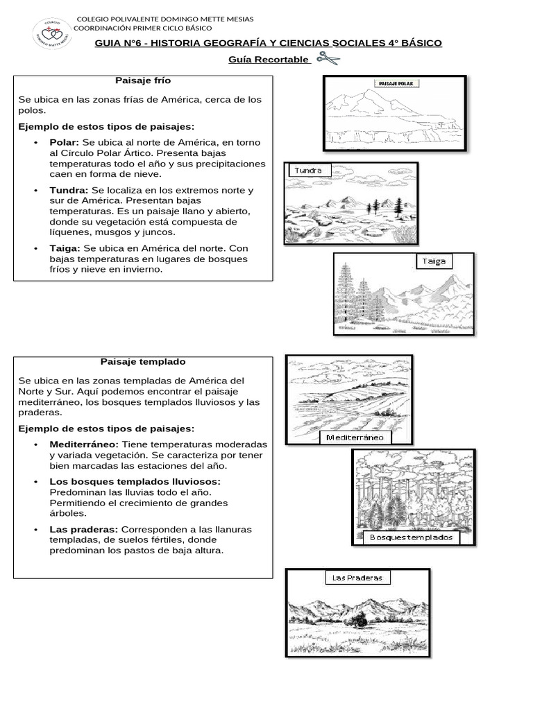 Guía de Paisajes de América 4° Básico | PDF | Zona tropical | Clima ...