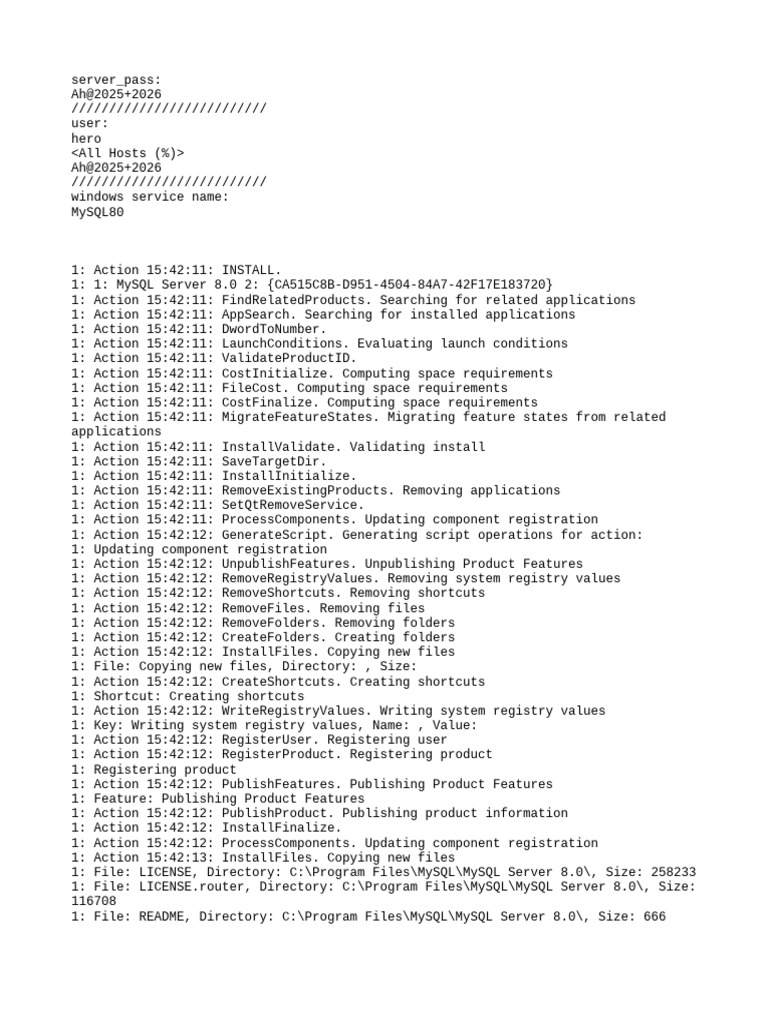 MySQL Server 8.0 Installation Log | PDF | Windows Registry | Computing ...
