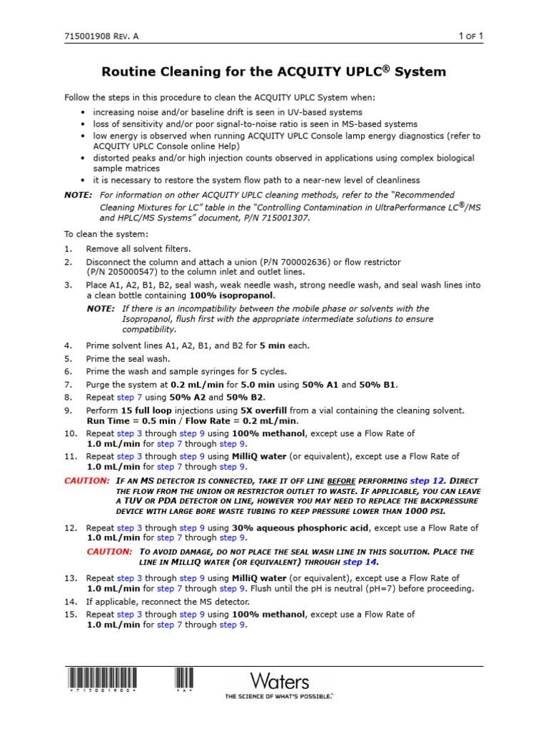 UPLC System Routine Cleaning Guide | PDF | High Performance Liquid ...