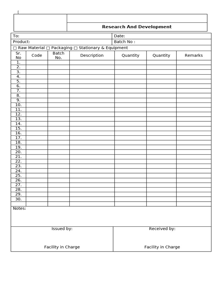R&D Form Template for Product Tracking | PDF