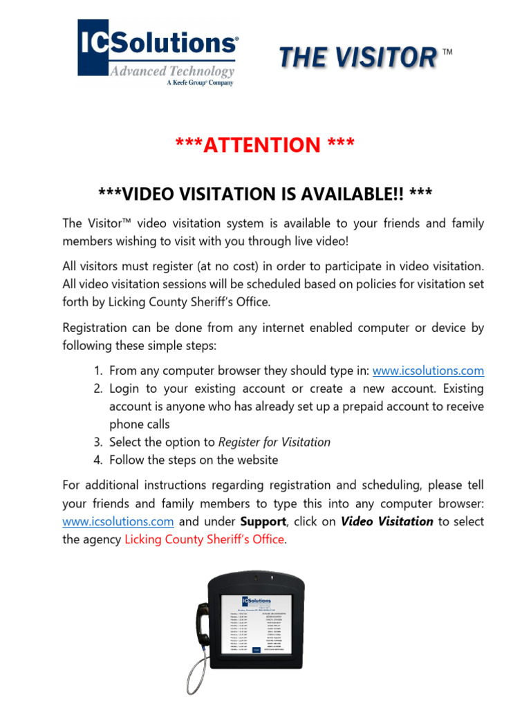 Licking County Jail Video Visitation Guide PDF