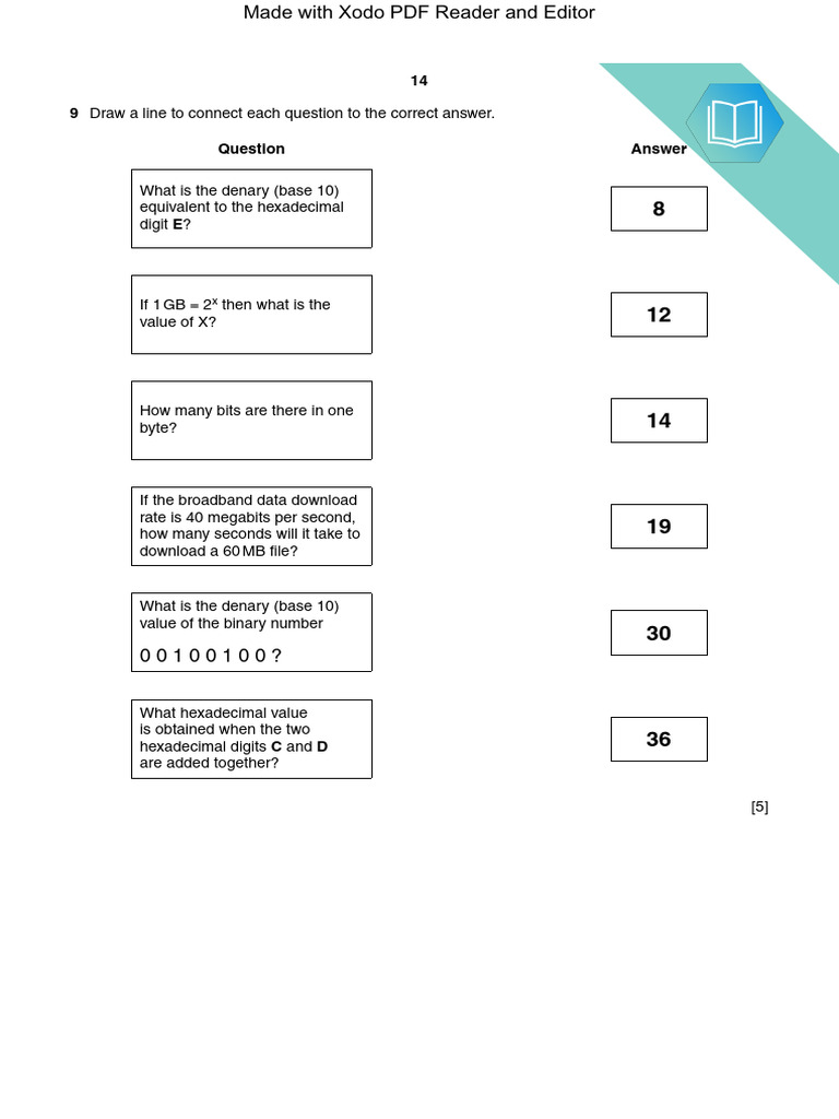Computer Science Binary and Hexadecimal Quiz | PDF | Computer Data ...