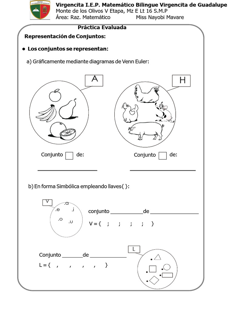 Ejercicios de Conjuntos para 2° Grado | PDF