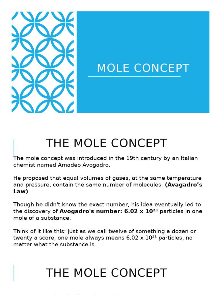 Mole concept | PDF | Mole (Unit) | Molecules