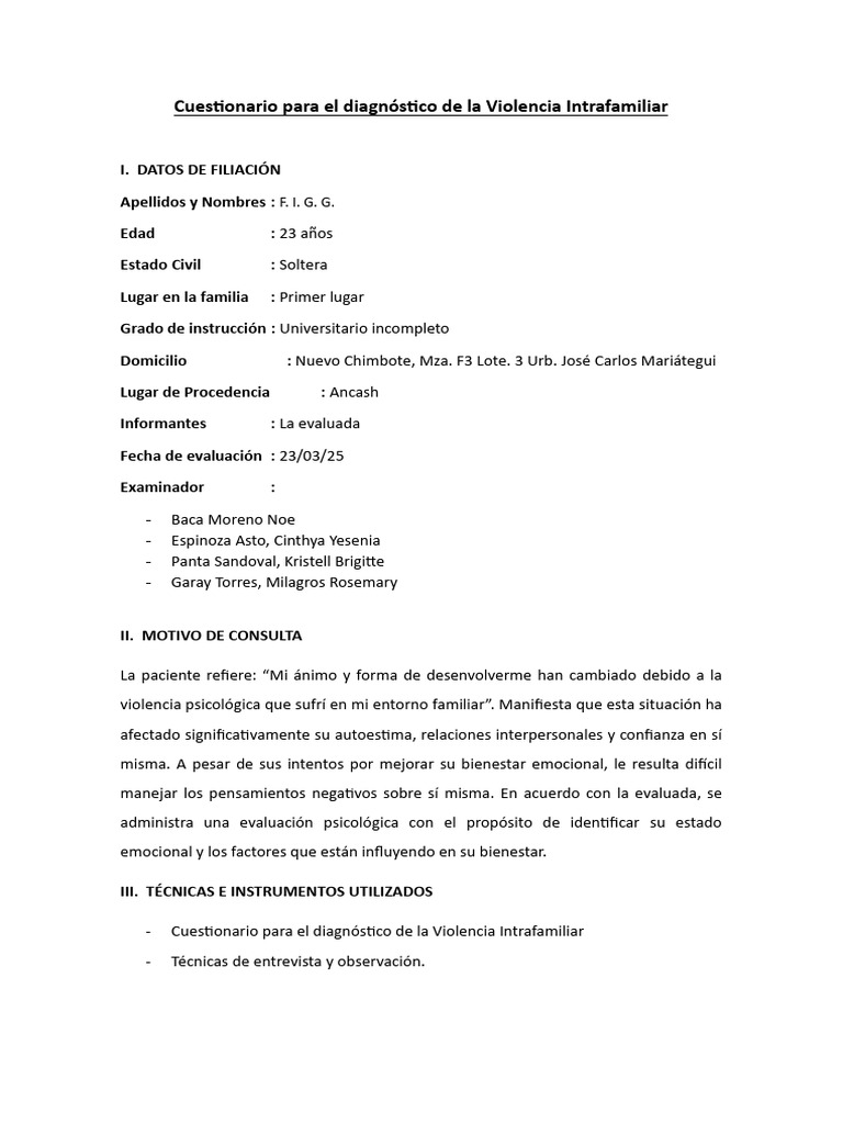 Informe de Violencia Familiar | PDF | Violencia | Violencia doméstica