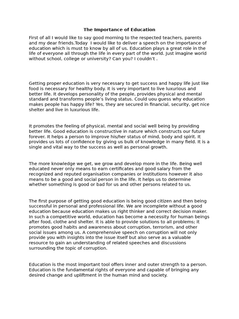 The Essential Role of Education | PDF | Mind | Knowledge