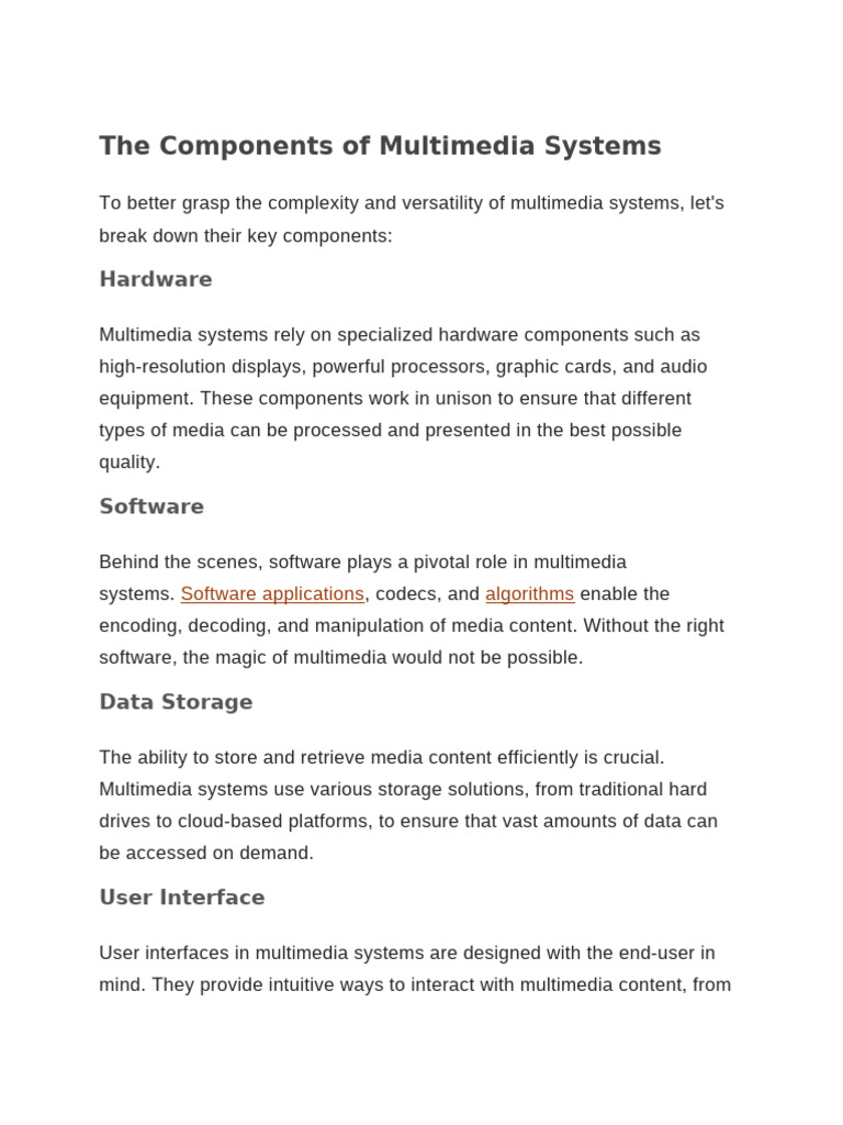 The Components of Multimedia Systems | PDF | Multimedia | Augmented Reality
