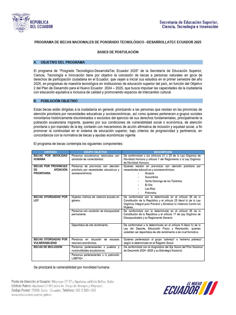 Cronograma Becas Pusak 2025 Ecuador | PDF | Titulo academico | Regulación