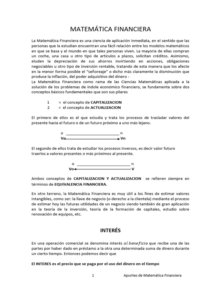 Introducción a Matemática Financiera | PDF | Interés | Finanzas Matemáticas