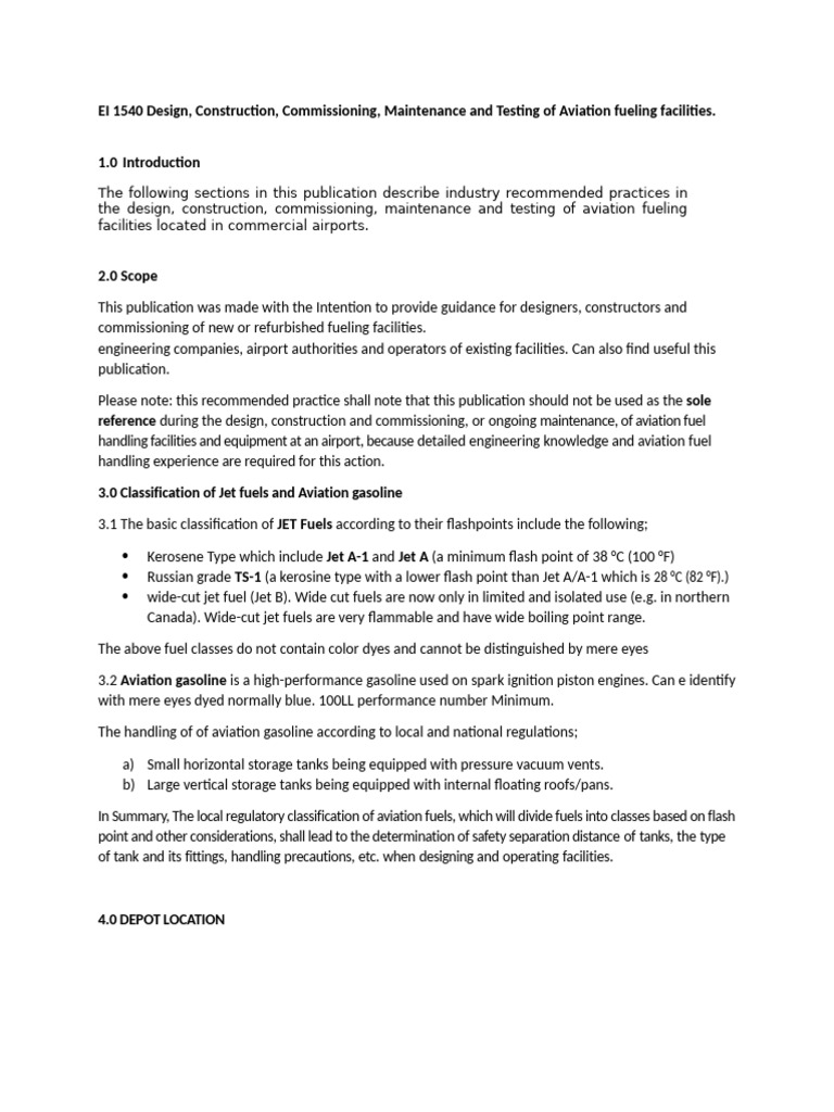EI 1540: Aviation Fueling Facility Guide | PDF