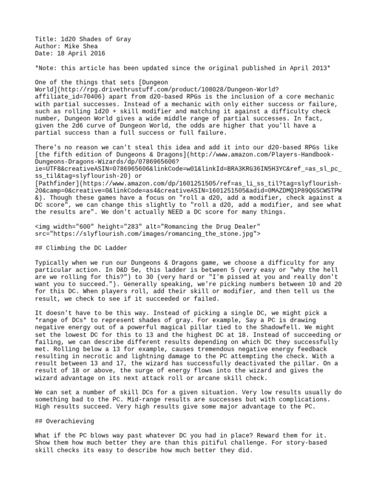 Enhancing d20 RPGs with Partial Successes | PDF | D20 System | Role ...
