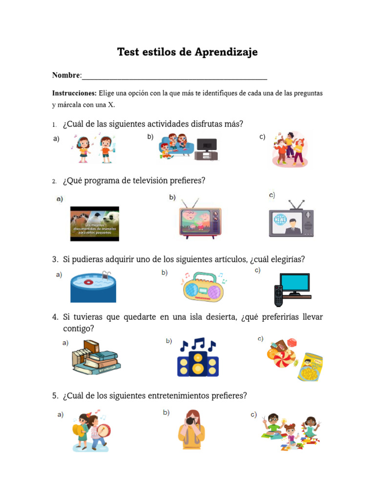 Test de Estilos de Aprendizaje Infantil | PDF