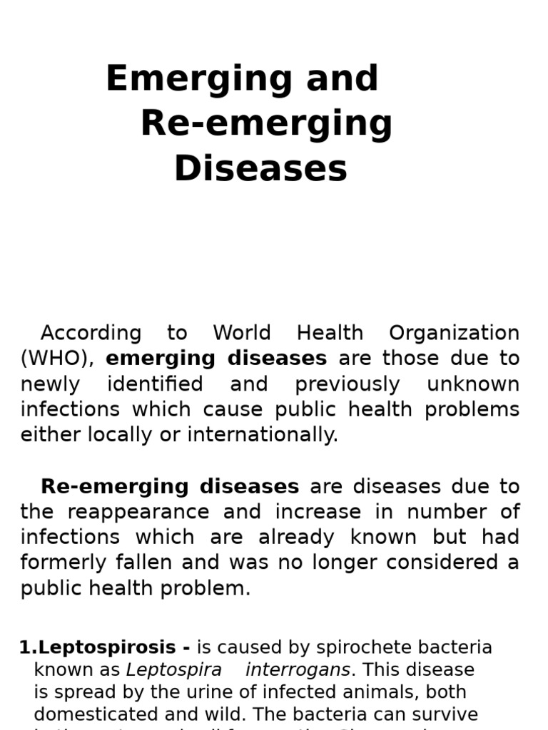Emerging and Re-emerging Diseases Overview | PDF | Influenza ...
