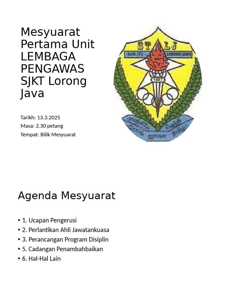 Mesyuarat Unit Disiplin SJKT Lorong Java | PDF