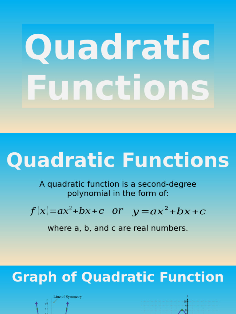 Quadratic Functions | PDF | Mathematical Concepts | Functions And Mappings