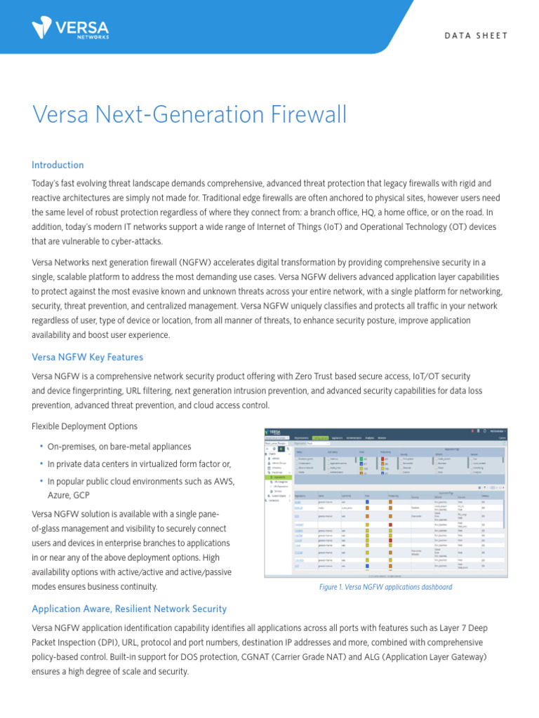 Versa Next-Gen Firewall Overview | PDF | Security | Computer Security